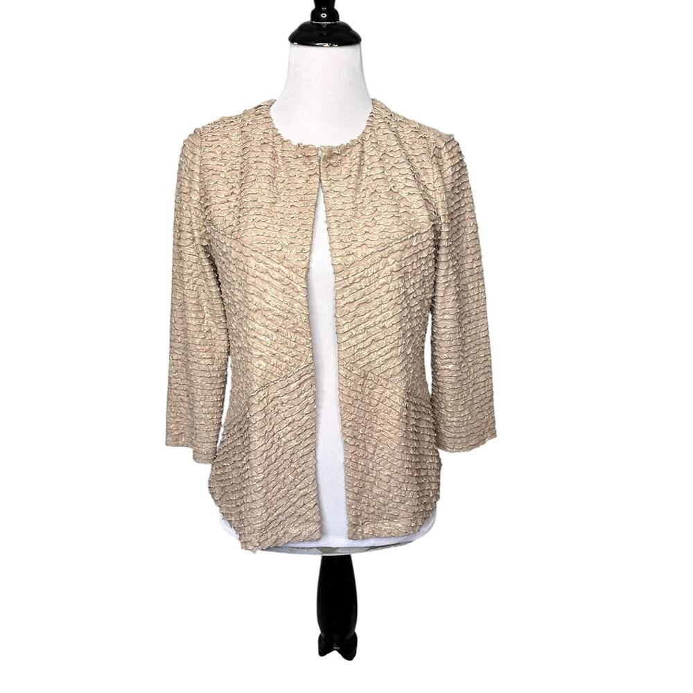 Chico's Travelers Collection Jacket Women 0 Sz XS4 Sparkly Gold Blazer Holiday